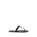 Sandales plates Saint Laurent en cuir de veau marron Bos Taurus