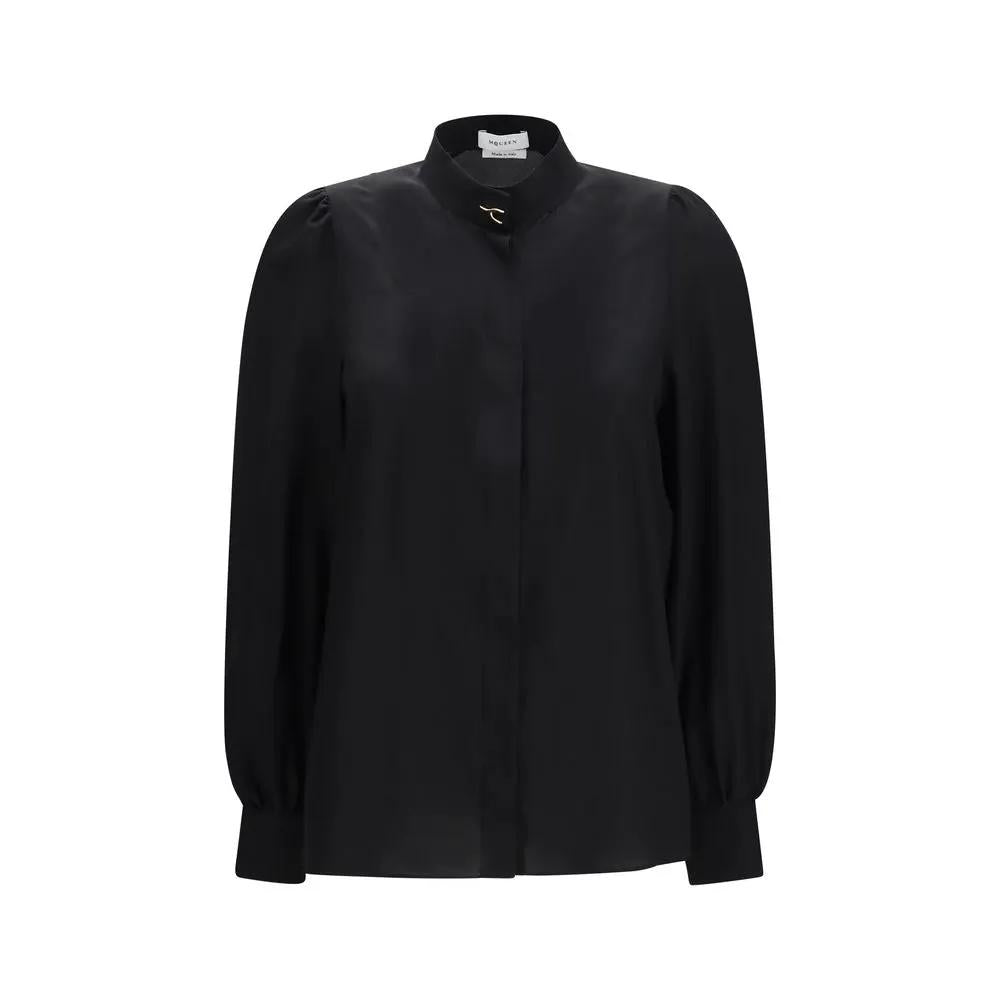 Blouse en soie noire Alexander McQueen