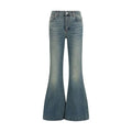 Jean évasé bleu en coton Alexander McQueen