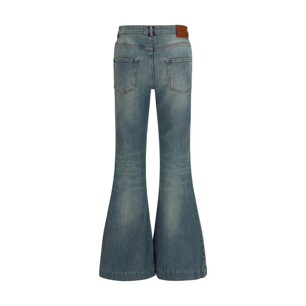 Jean évasé bleu en coton Alexander McQueen