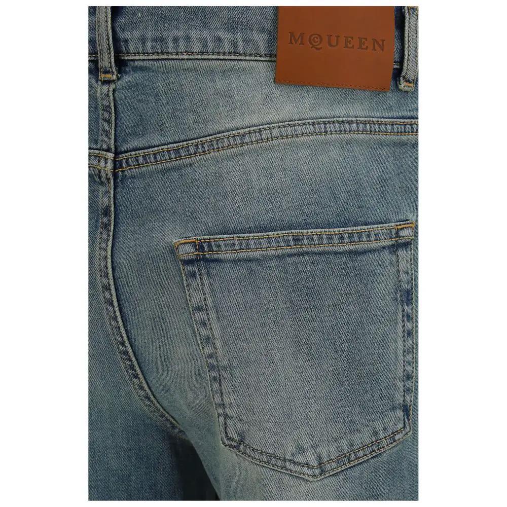 Jean évasé bleu en coton Alexander McQueen