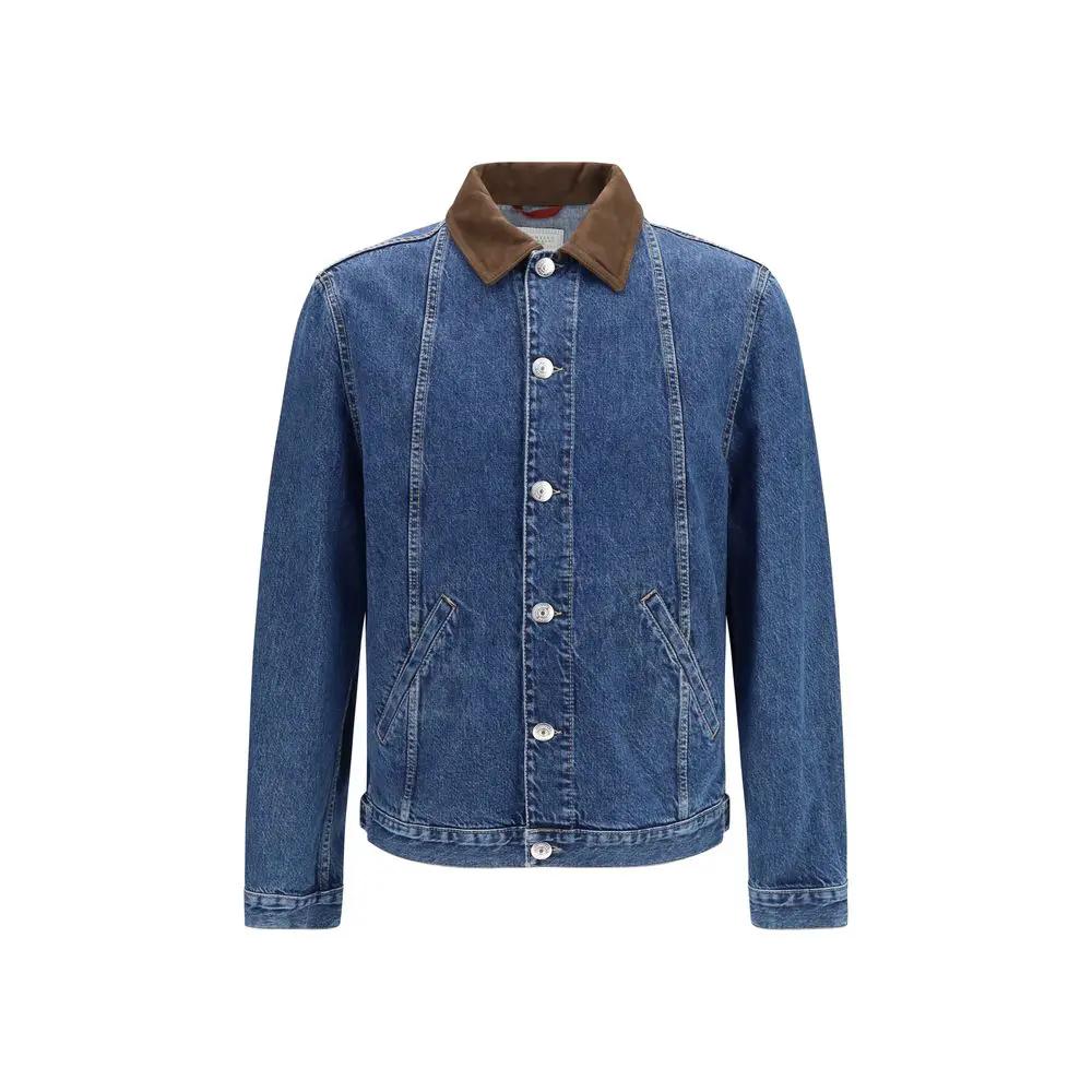 Brunello Cucinelli Blouson en jean de coton bleu