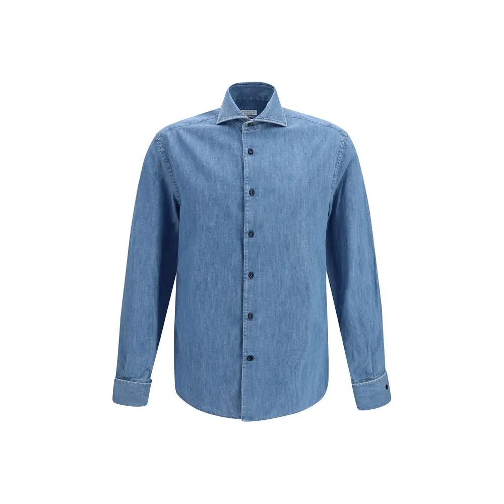 Brunello Cucinelli Blue Denim Shirt
