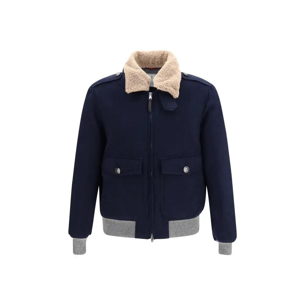 Veste longue Brunello Cucinelli en cachemire bleu