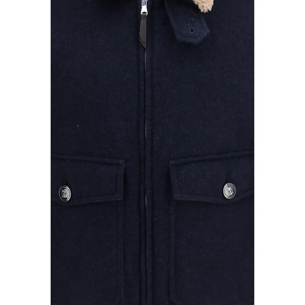 Veste longue Brunello Cucinelli en cachemire bleu