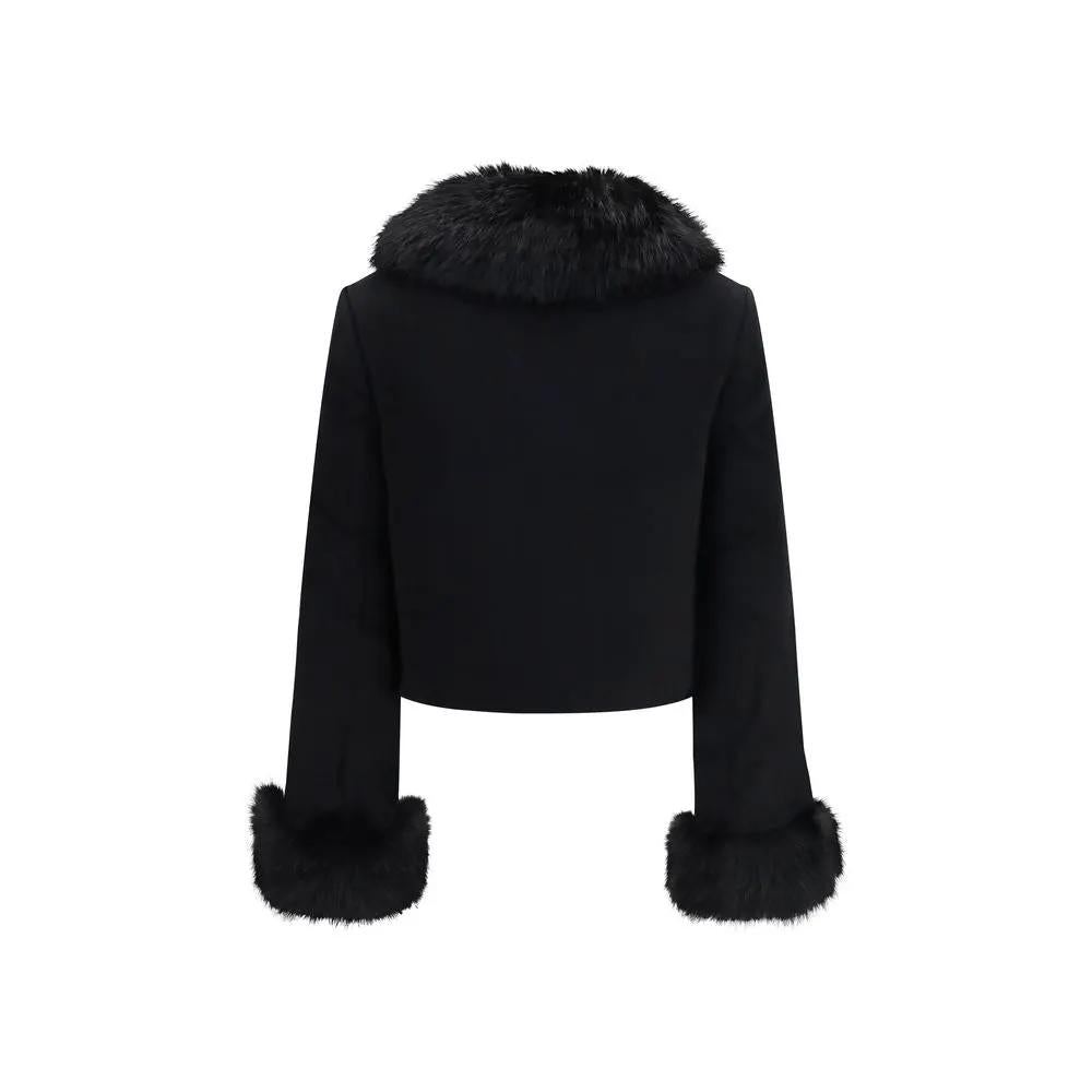 Self-Portrait Black Wool Oves Aries Full-Length Jacket
