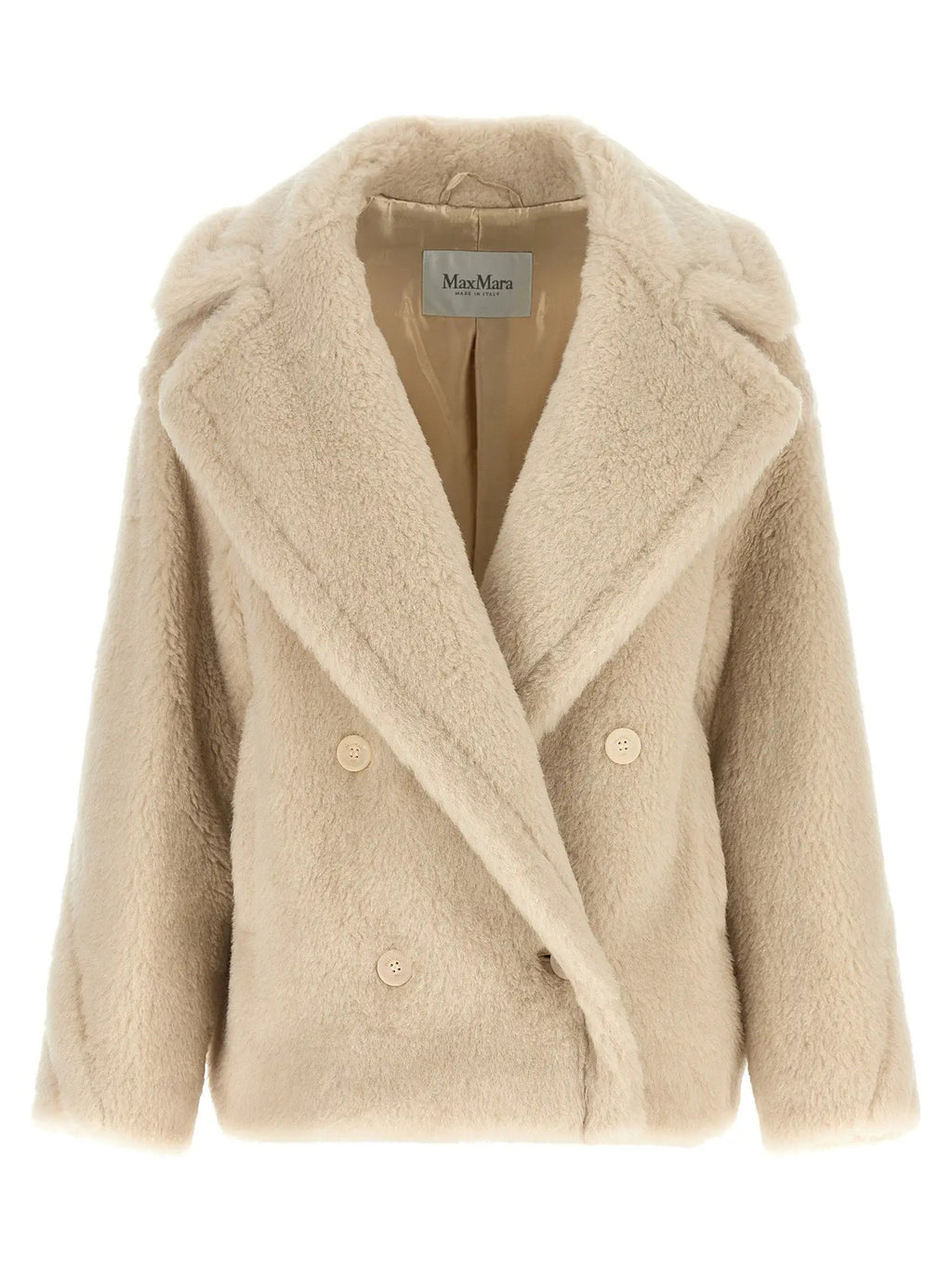 Max Mara White Alpaca Leather Coat