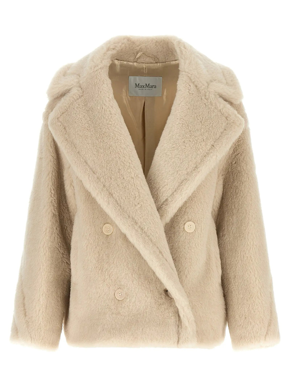 Max Mara White Alpaca Leather Coat