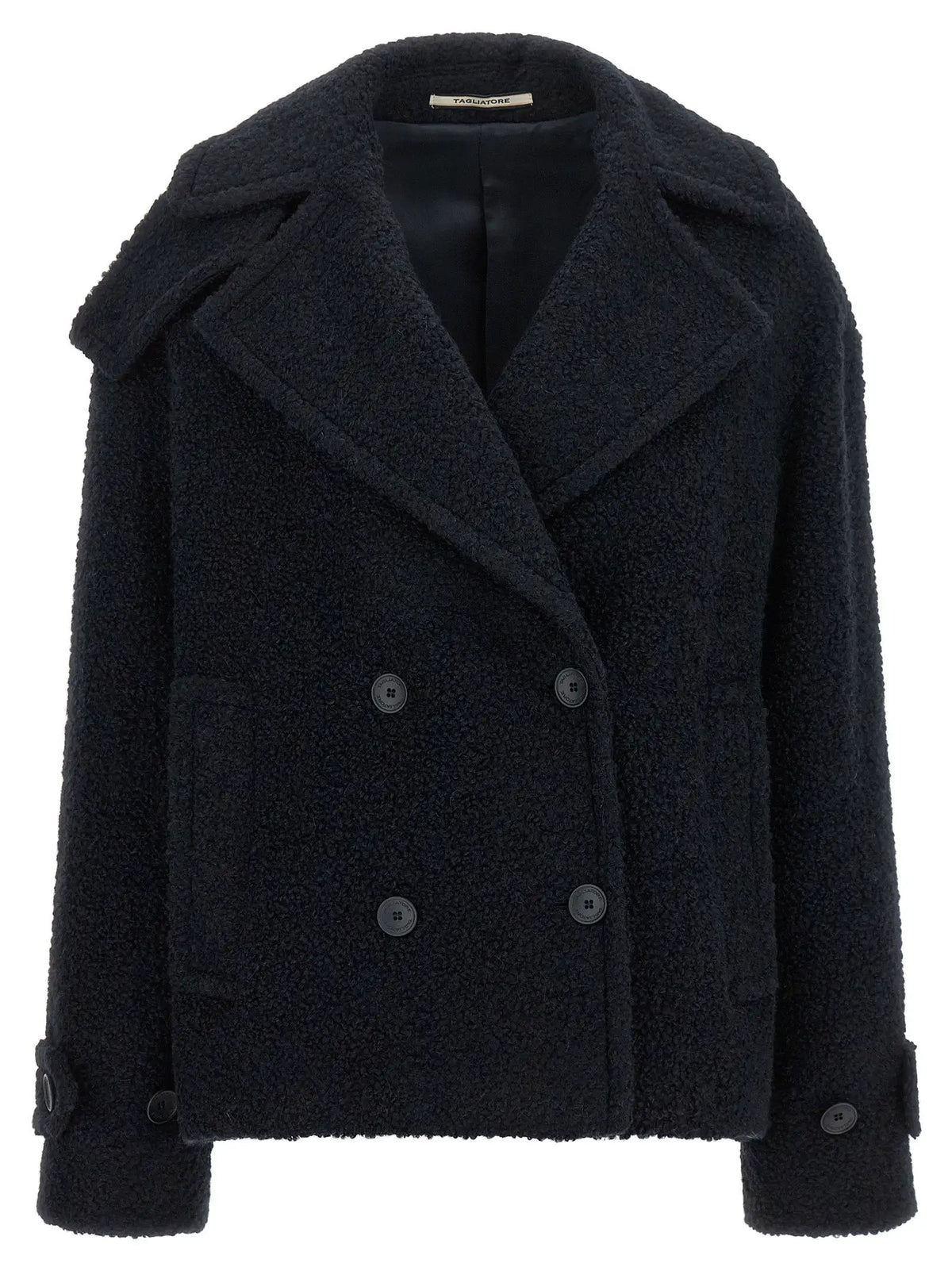 Tagliatore Blue Alpaca Leather Coat