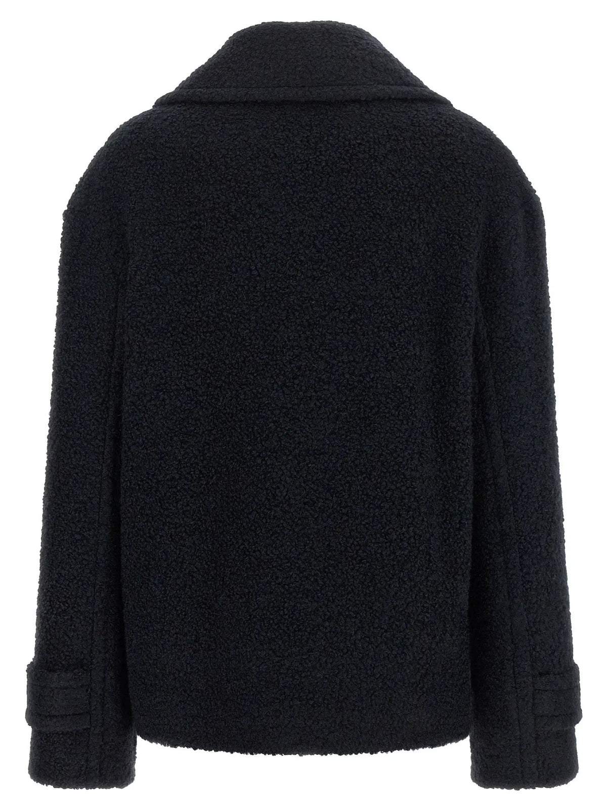 Tagliatore Blue Alpaca Leather Coat
