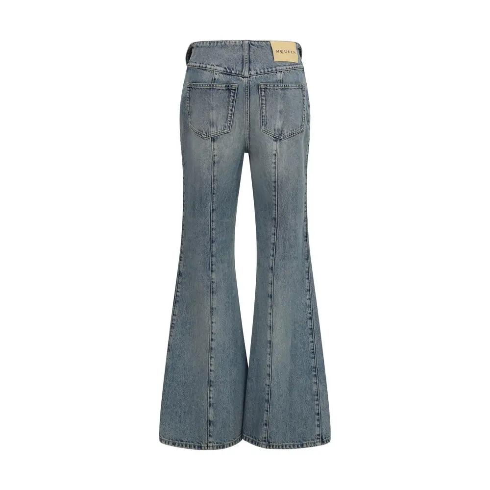 Alexander McQueen Blue Cotton Flared Jeans