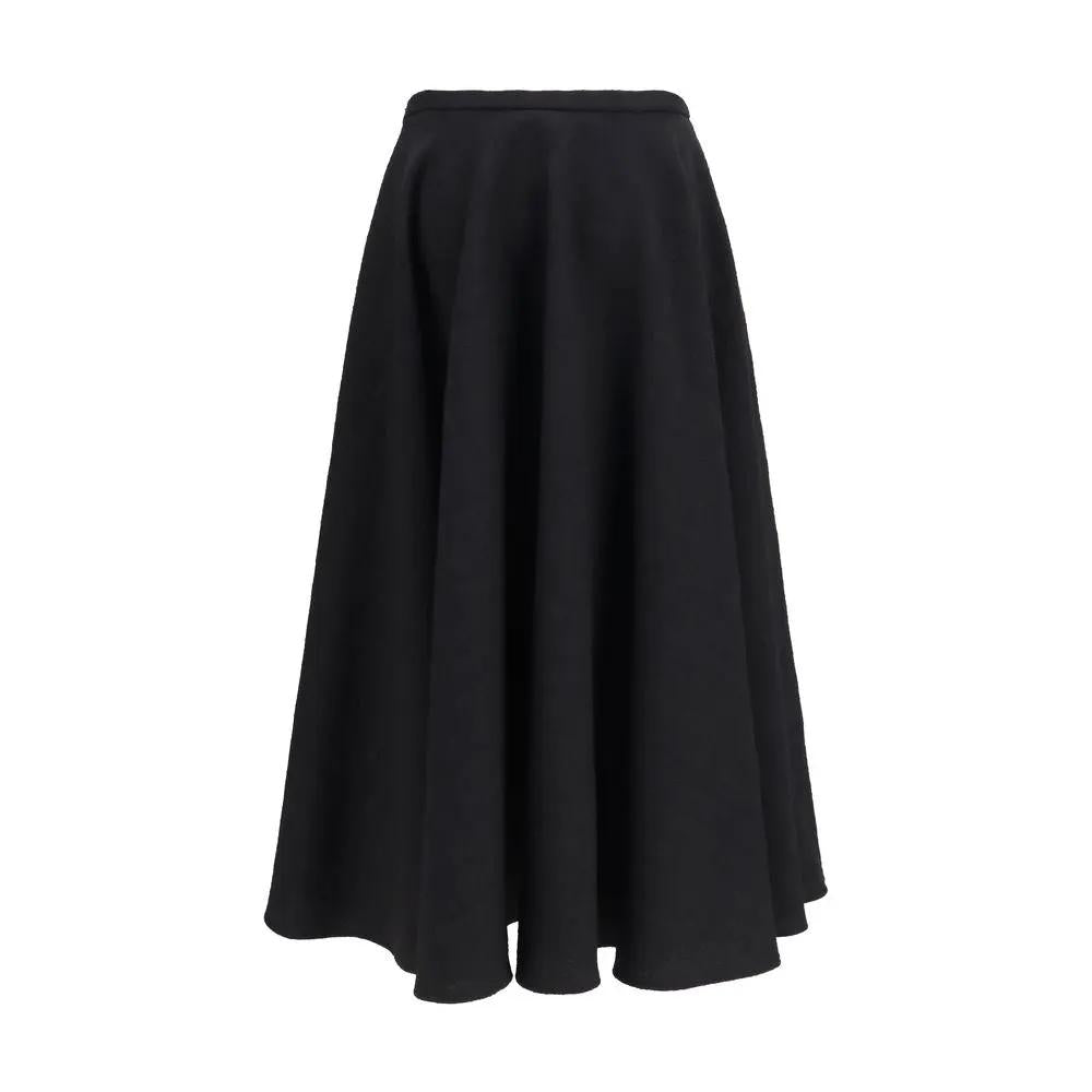 Lardini Black Wool Oves Aries Midi Skirt