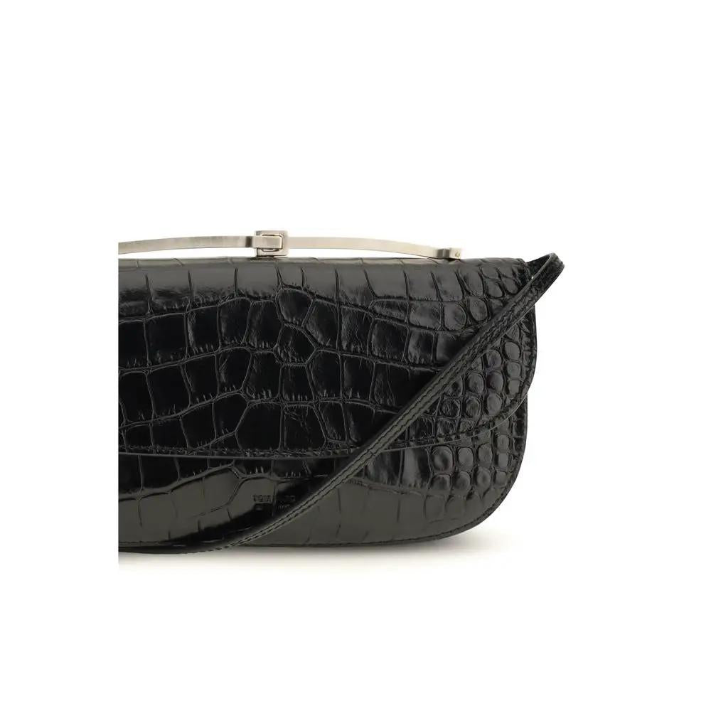Tom Ford Black Calf Leather Bos Taurus Shoulder Bag