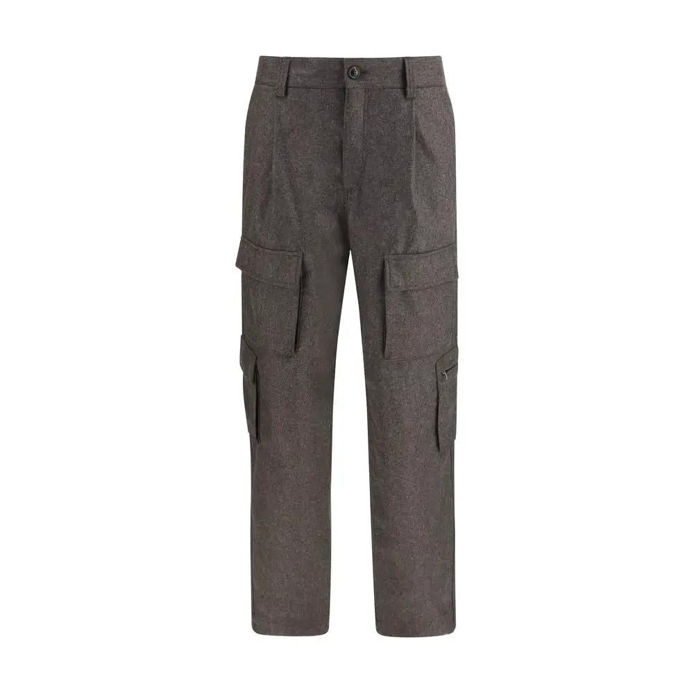 Brunello Cucinelli Brown Wool Oves Aries Cargo Pants