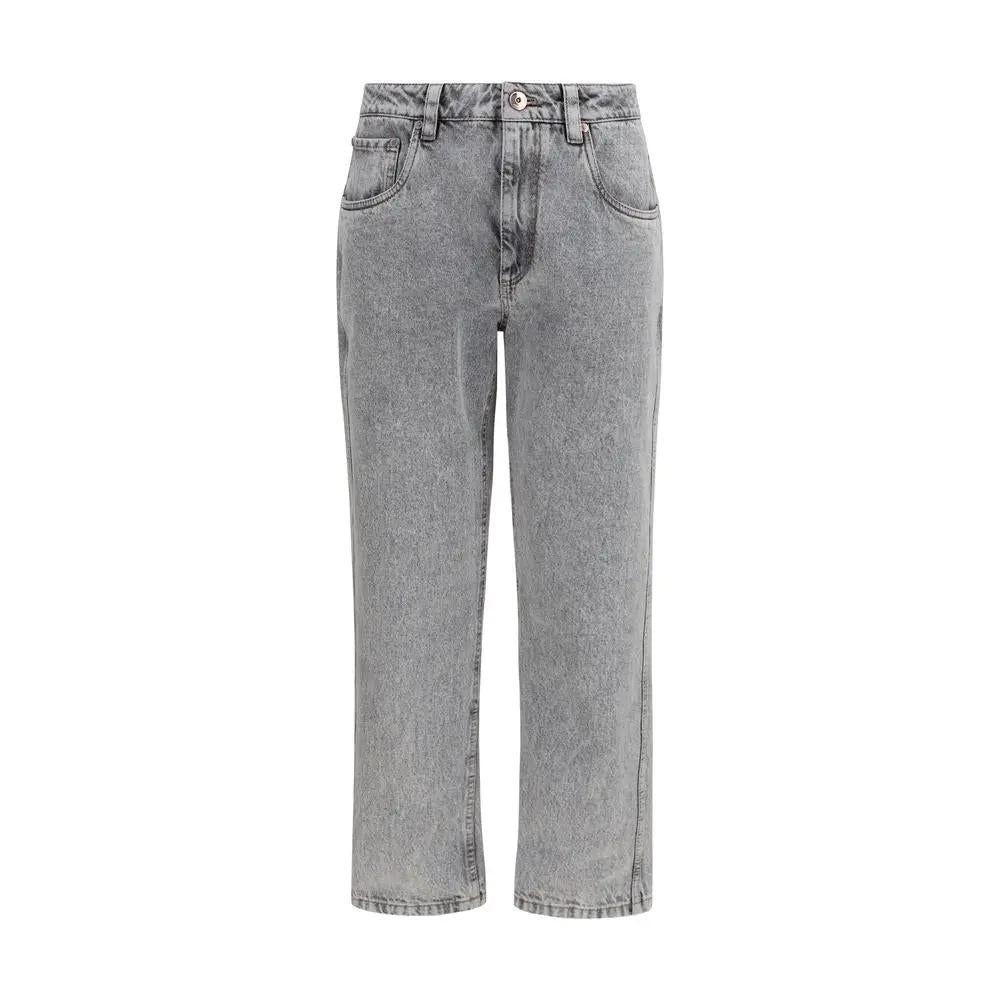 Brunello Cucinelli Gray Cotton Straight-Leg Jeans