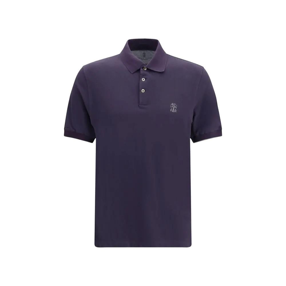Brunello Cucinelli Purple Cotton Polo Shirt