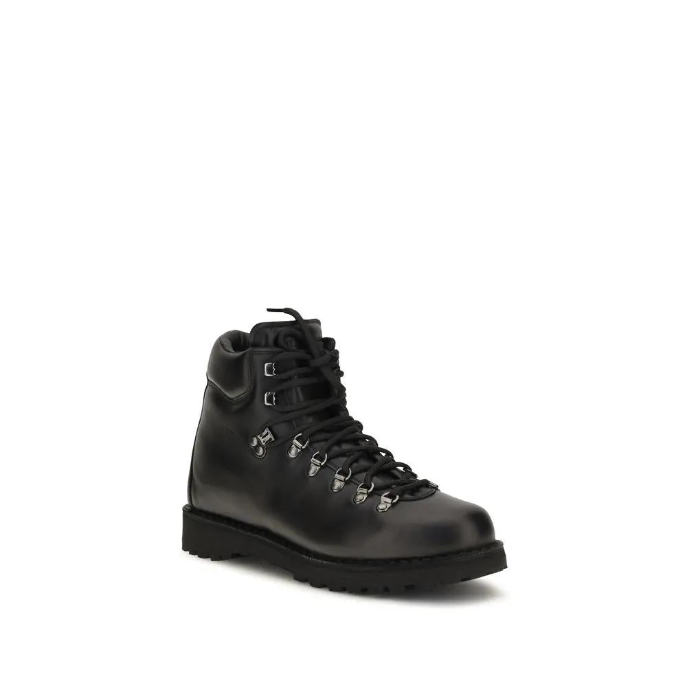Diemme Black Calf Leather Bos Taurus Lace-Up Boots