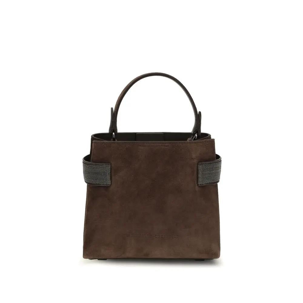 Sac porté épaule Brunello Cucinelli en veau marron Bos Taurus