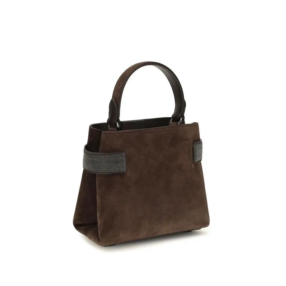 Sac porté épaule Brunello Cucinelli en veau marron Bos Taurus