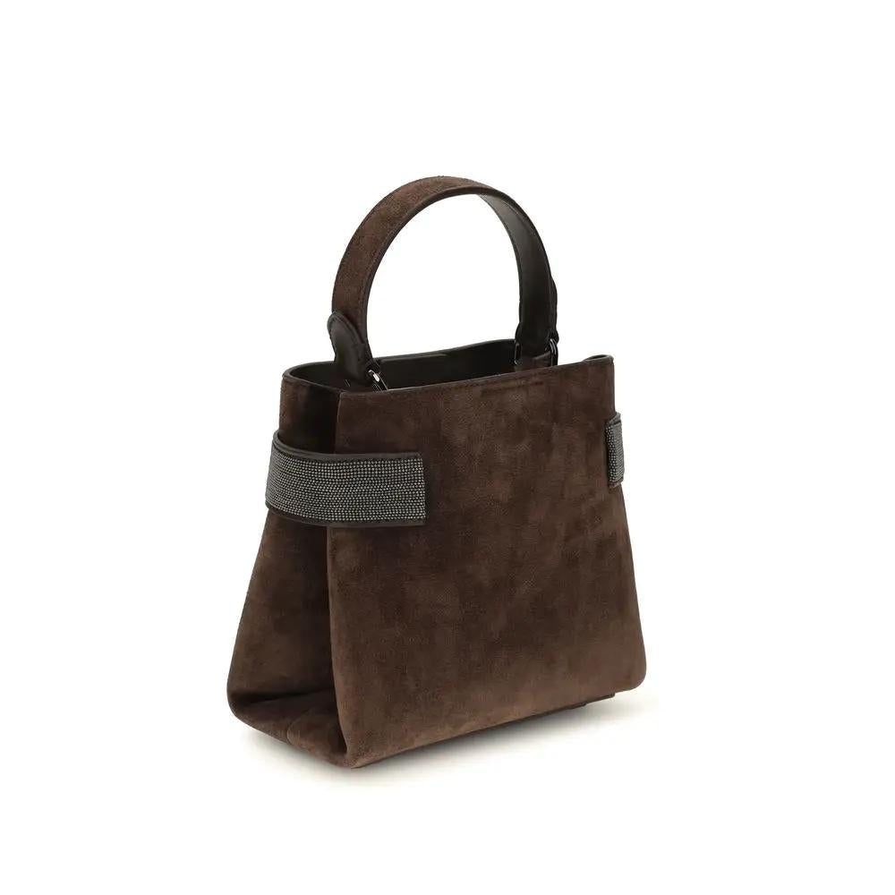 Sac porté épaule Brunello Cucinelli en veau marron Bos Taurus