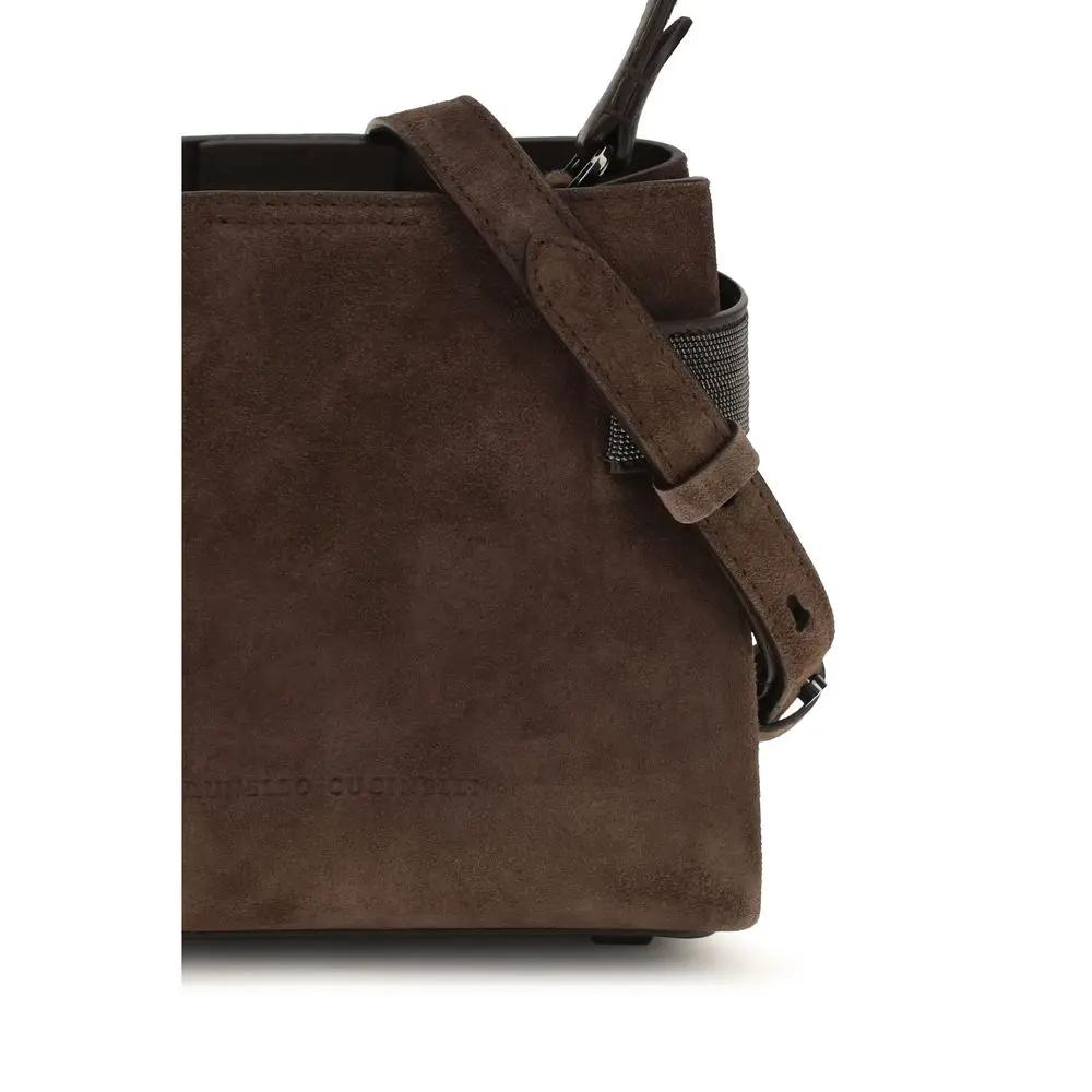 Sac porté épaule Brunello Cucinelli en veau marron Bos Taurus
