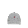 Brunello Cucinelli Casquette Oves Aries en Laine Grise