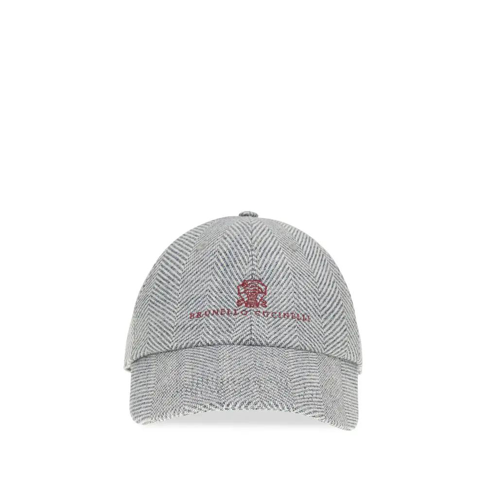 Brunello Cucinelli Casquette Oves Aries en Laine Grise