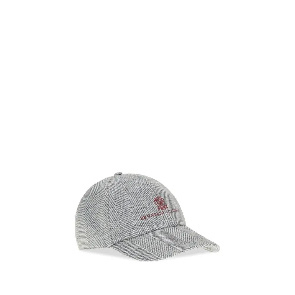 Brunello Cucinelli Casquette Oves Aries en Laine Grise