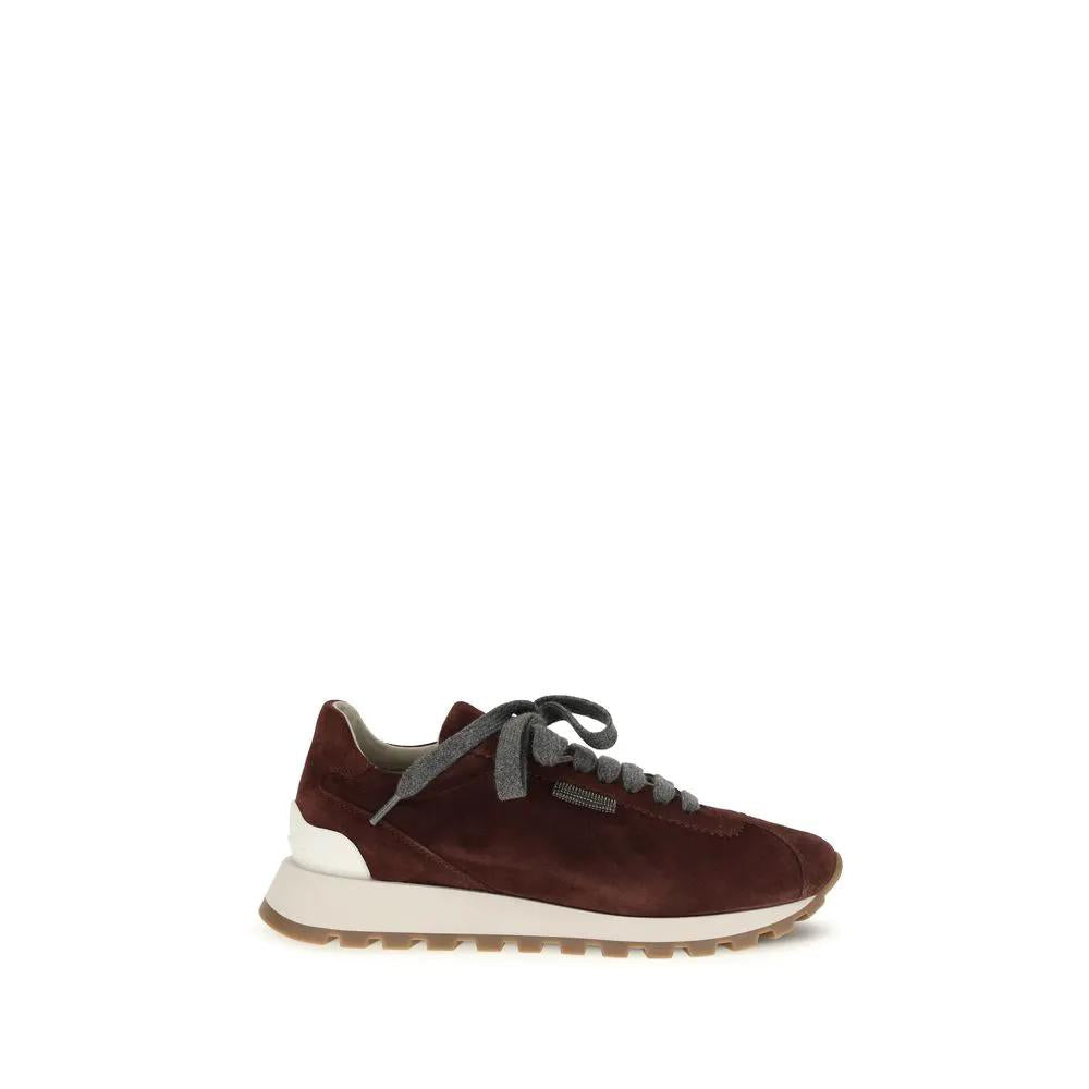 Baskets de sport Brunello Cucinelli en cuir de veau bordeaux Bos Taurus