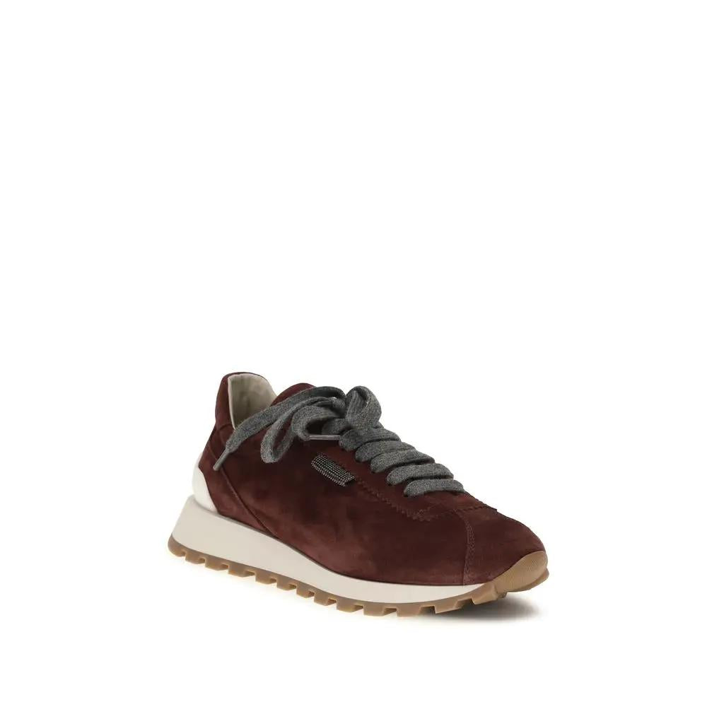 Baskets de sport Brunello Cucinelli en cuir de veau bordeaux Bos Taurus