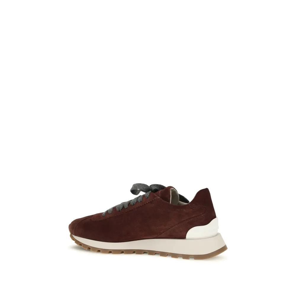 Baskets de sport Brunello Cucinelli en cuir de veau bordeaux Bos Taurus
