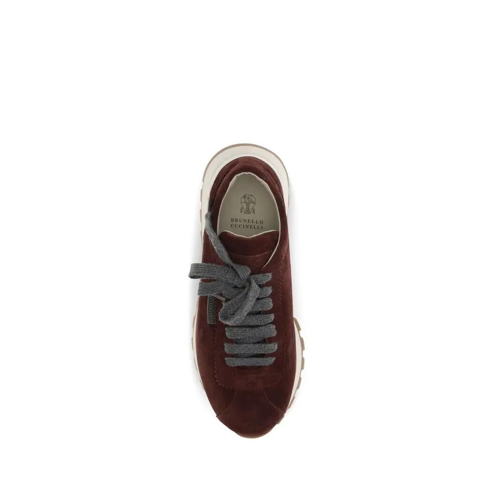 Baskets de sport Brunello Cucinelli en cuir de veau bordeaux Bos Taurus