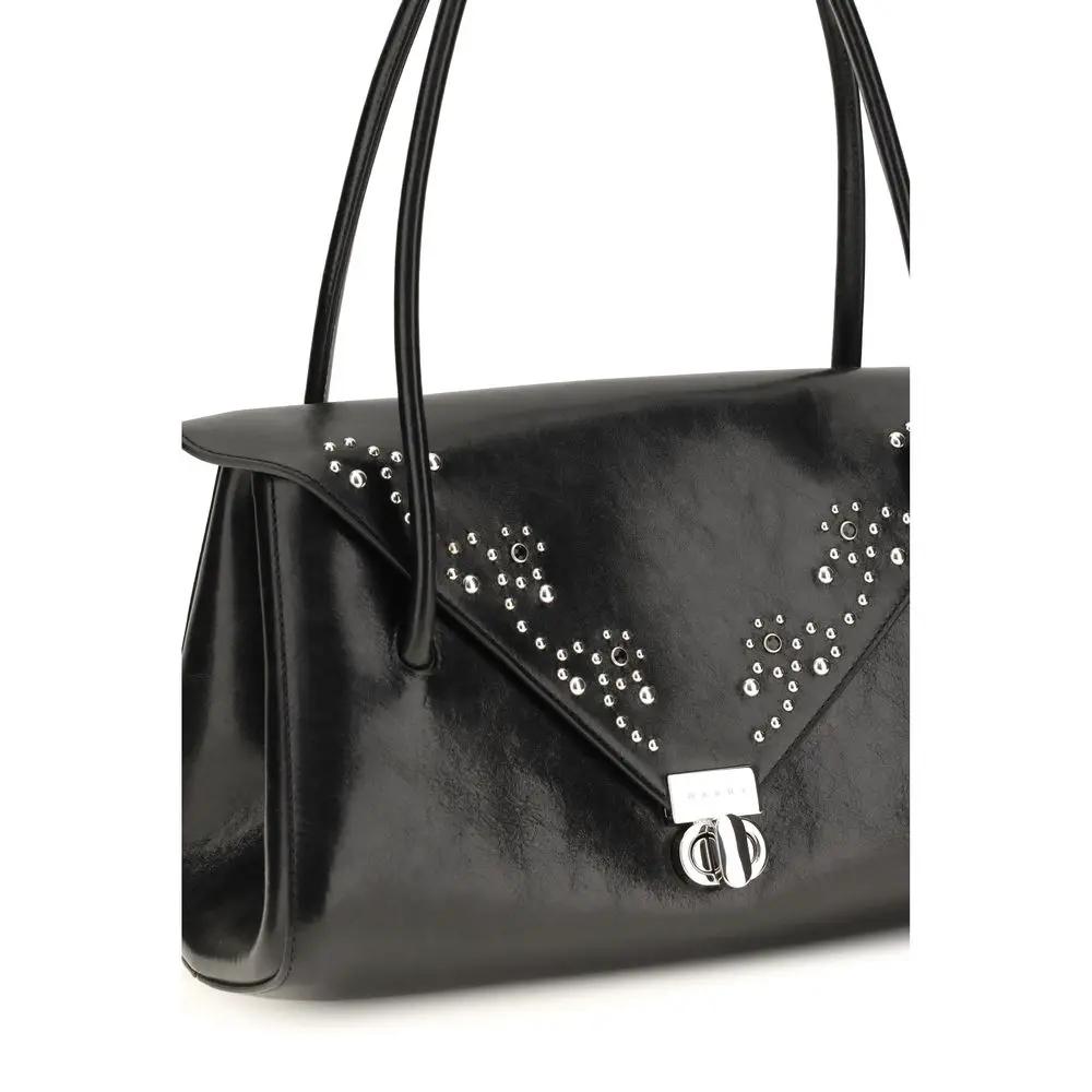 Sac porté épaule Marni en cuir de veau noir Bos Taurus