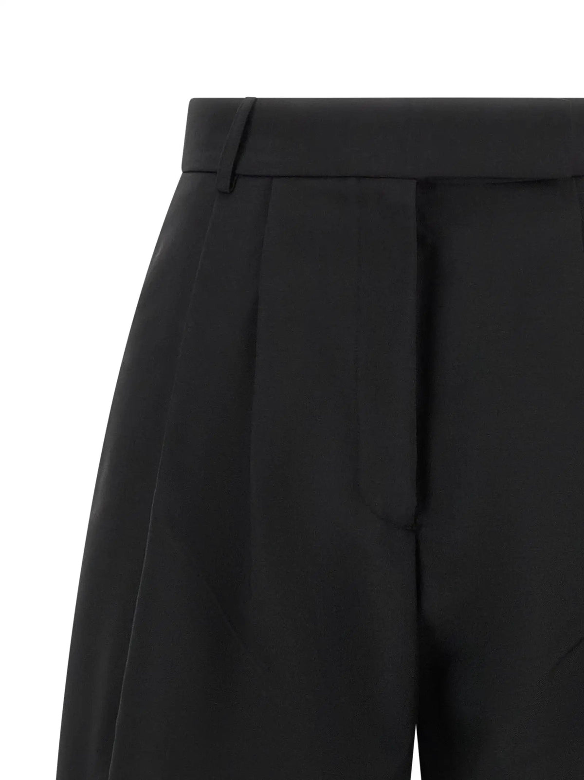 Pantalon décontracté en laine noire Rohe