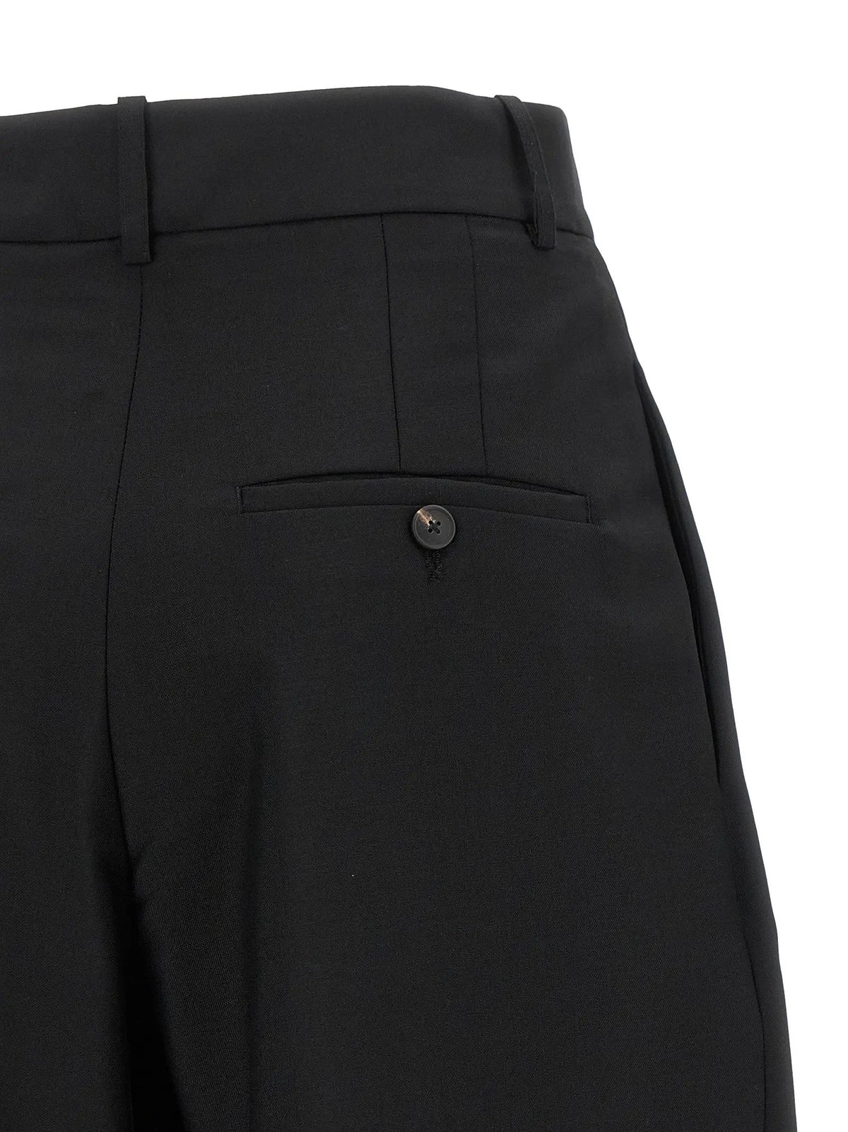 Pantalon décontracté en laine noire Rohe