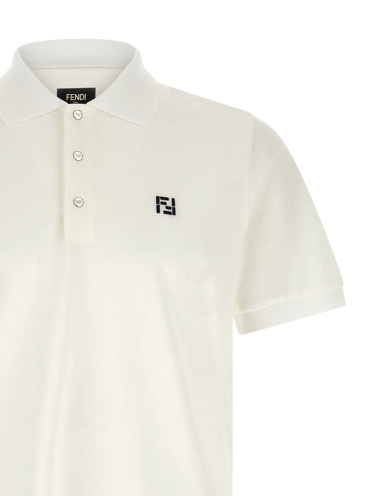 Fendi White Cotton Polo Shirt