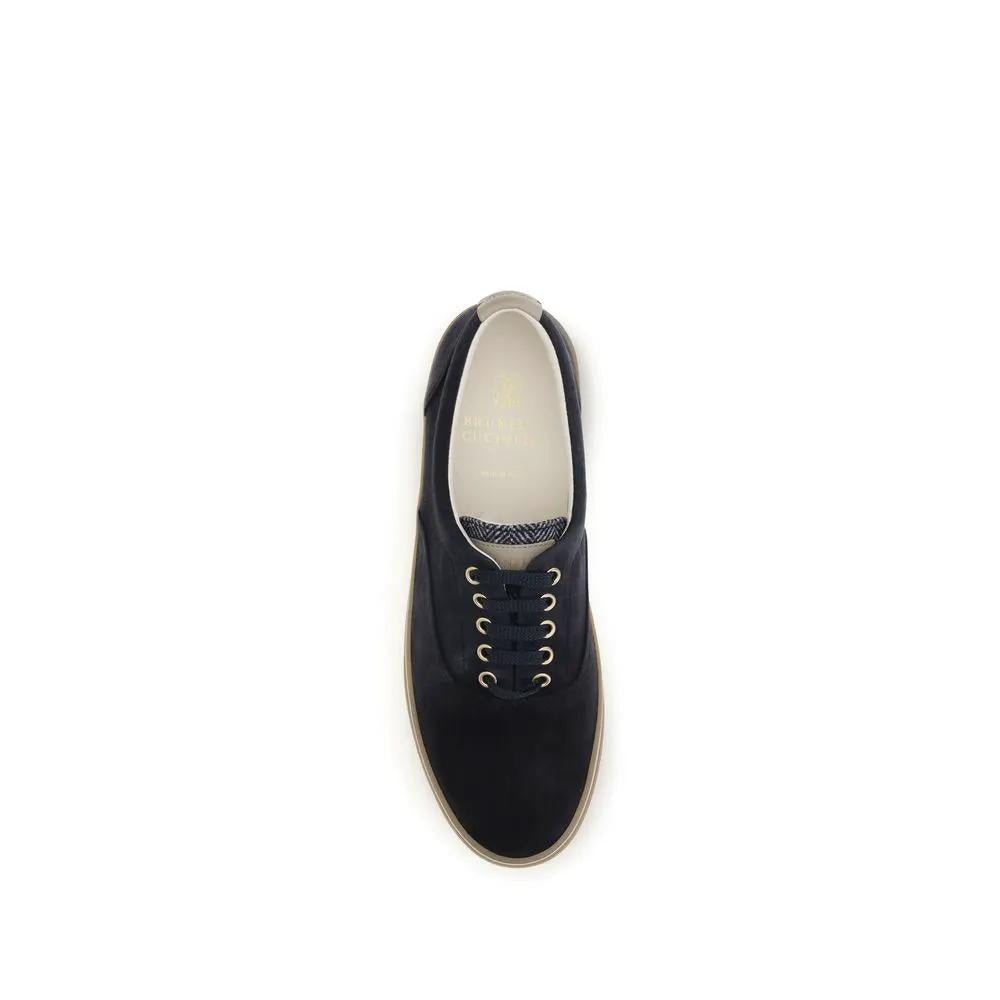 Brunello Cucinelli Blue Suede Leather Low Top Sneakers