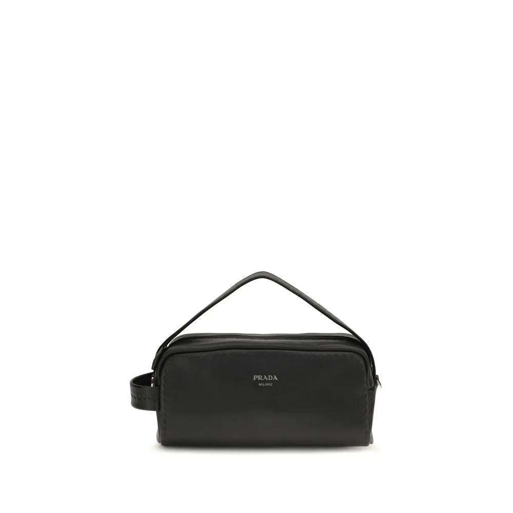 Prada Prada Black Calf Leather Bos Taurus Shoulder Bag