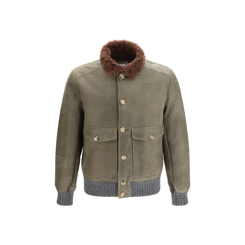 Bomber en Cachemire Bicolore Brunello Cucinelli