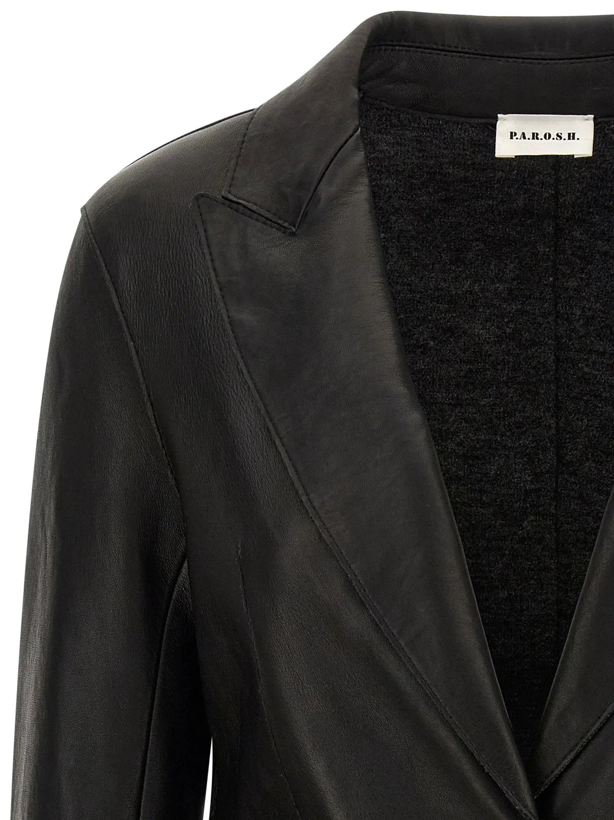 Blazer en cuir d'agneau noir P.A.R.O.S.H.