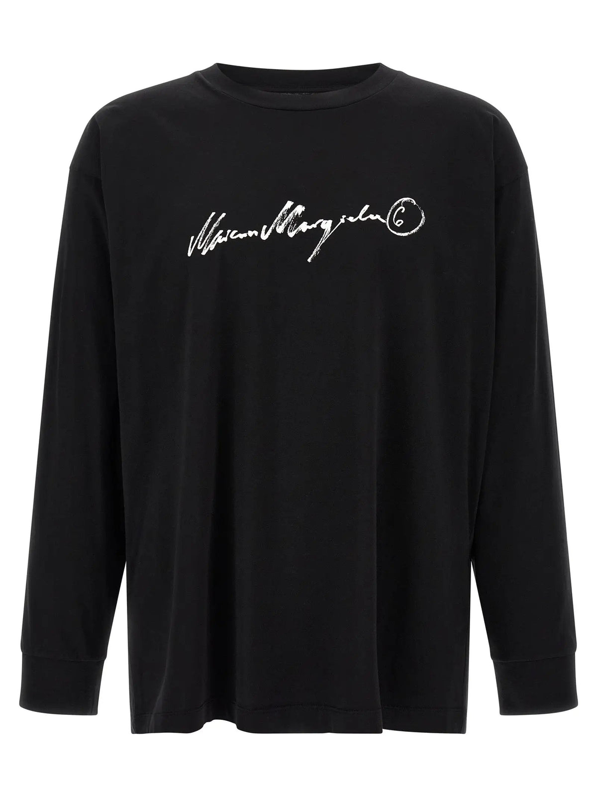 T-shirt à manches longues en coton noir MM6 Maison Margiela