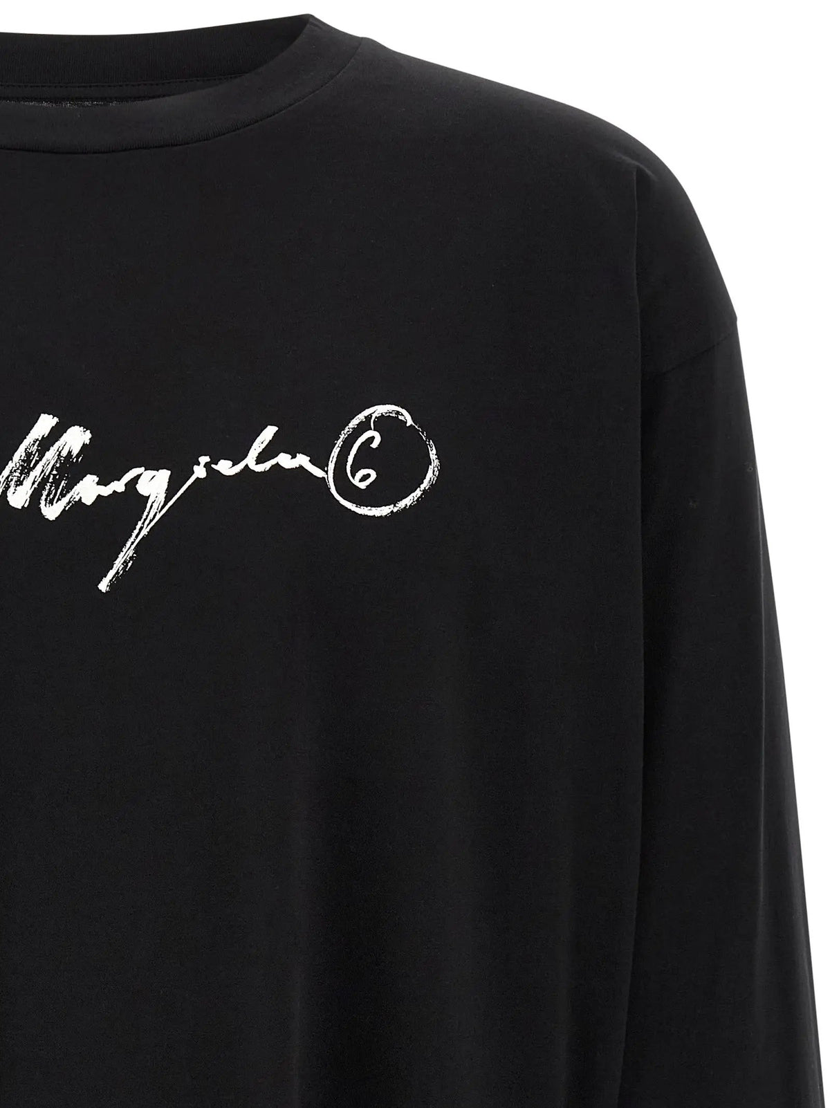 T-shirt à manches longues en coton noir MM6 Maison Margiela