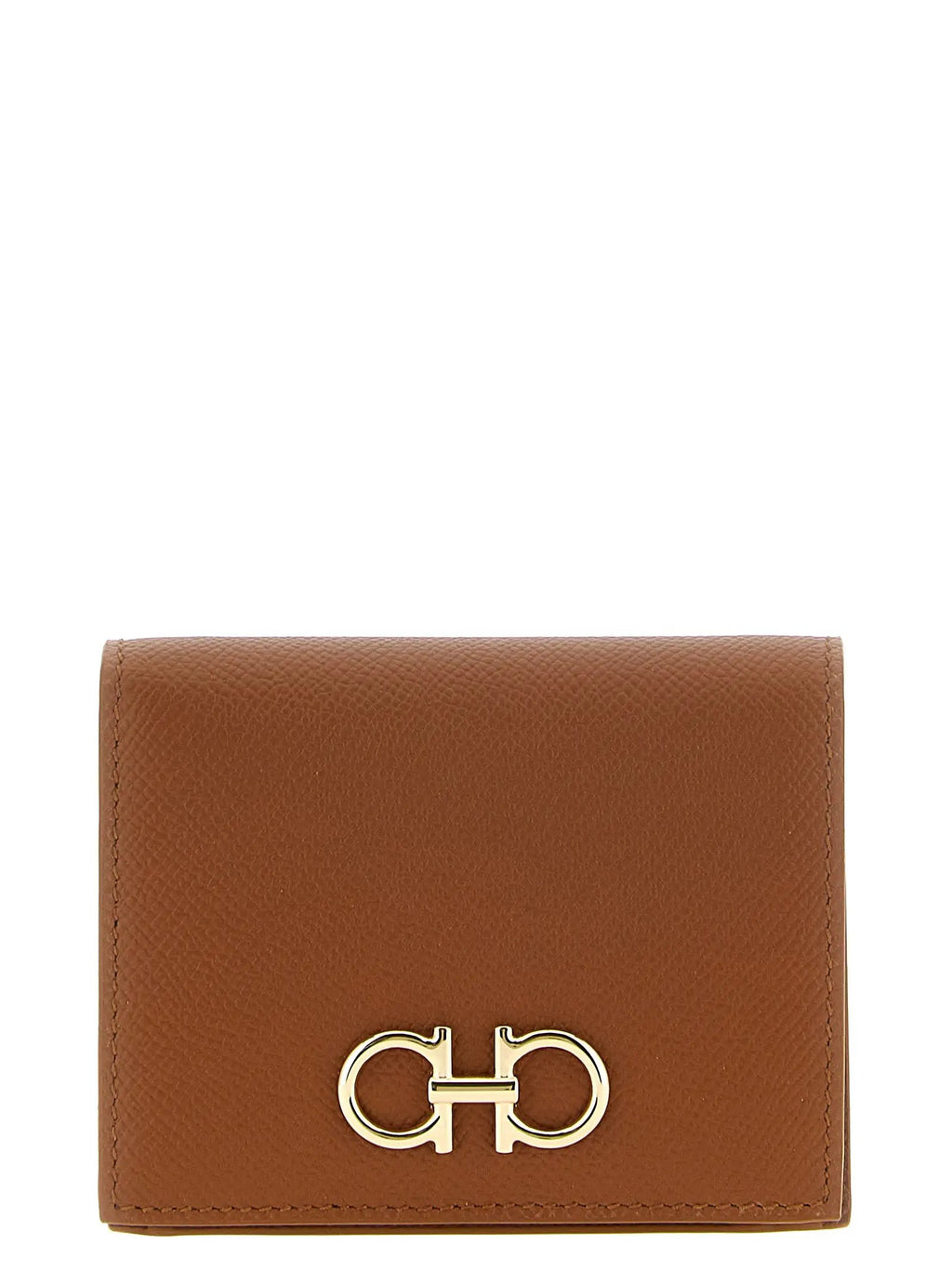 Porte-cartes Ferragamo en cuir de veau marron