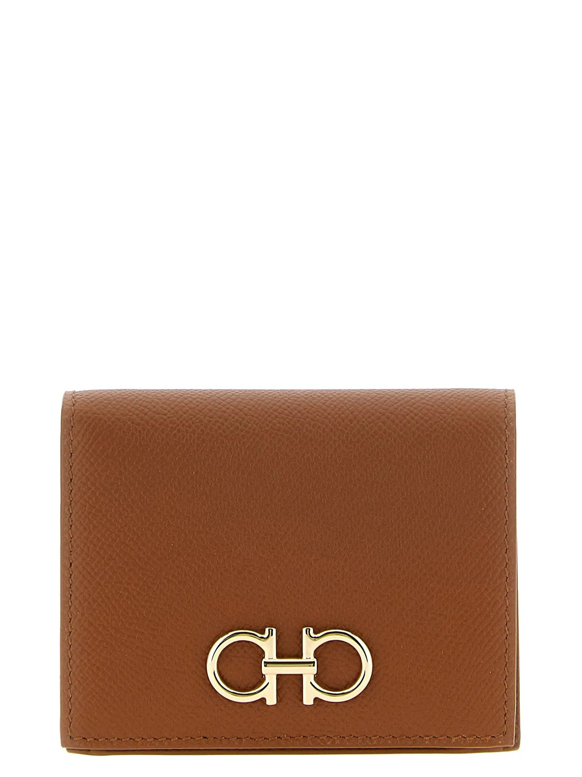Porte-cartes Ferragamo en cuir de veau marron