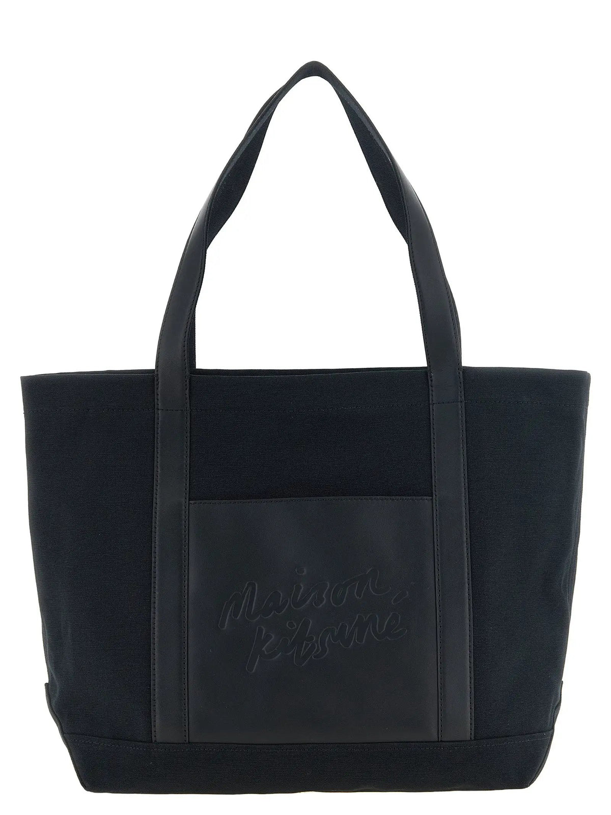 Sac fourre-tout en coton noir Maison Kitsuné