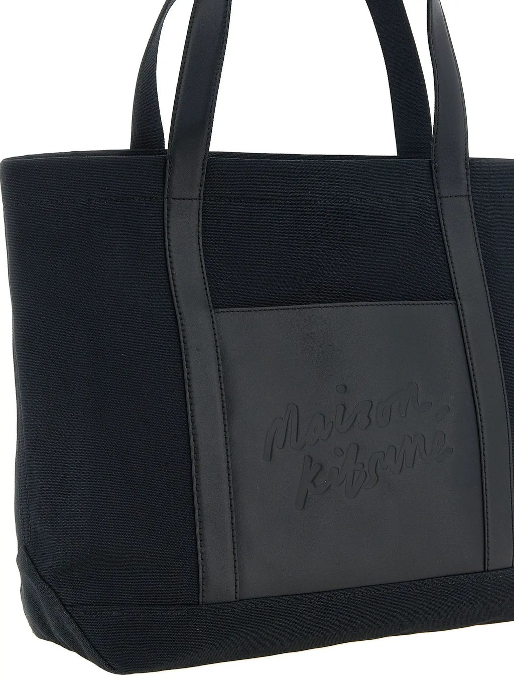 Sac fourre-tout en coton noir Maison Kitsuné