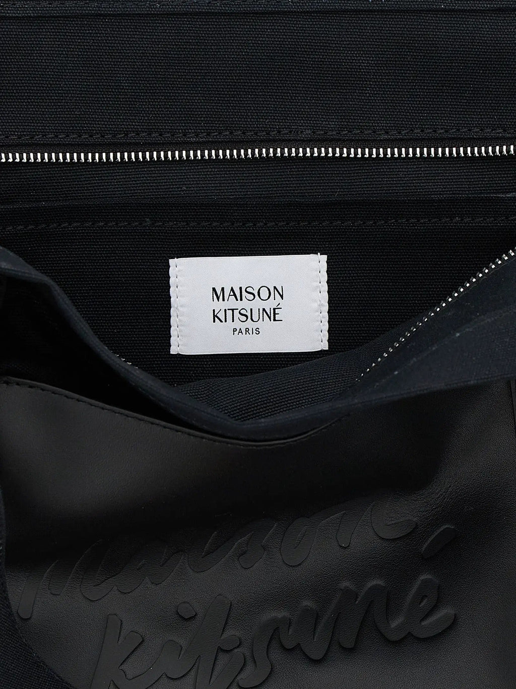 Sac fourre-tout en coton noir Maison Kitsuné