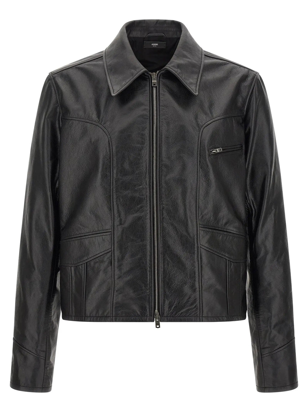 Veste en cuir de veau noir Amiri