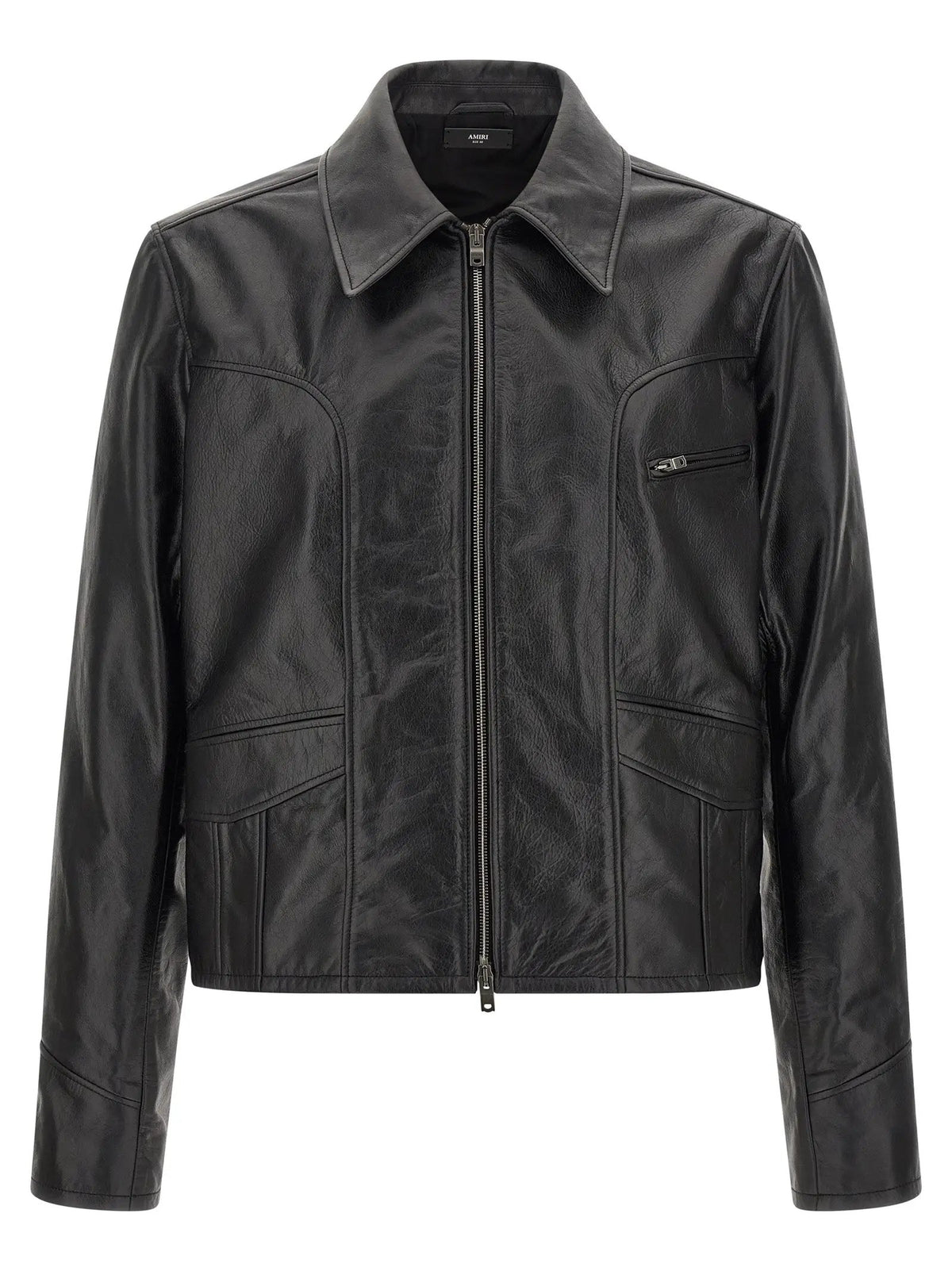 Veste en cuir de veau noir Amiri