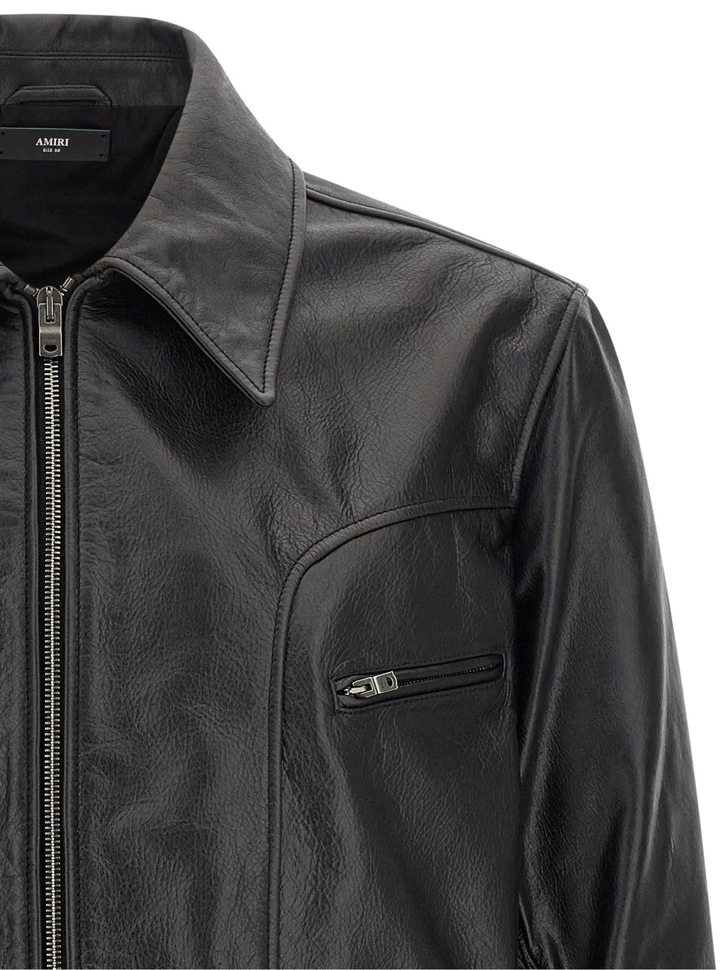 Veste en cuir de veau noir Amiri